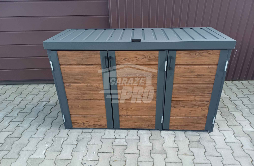 Zabudowa koszy obudowa kubłów 177x65x110cm 3x120L ciemny orzech GP336 Gdynia - zdjęcie 4