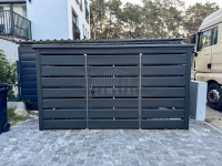 Wiata śmietnikowa - schowek 3x1m - antracyt - dach spad w tył TS1207 Krynica-Zdrój - zdjęcie 3