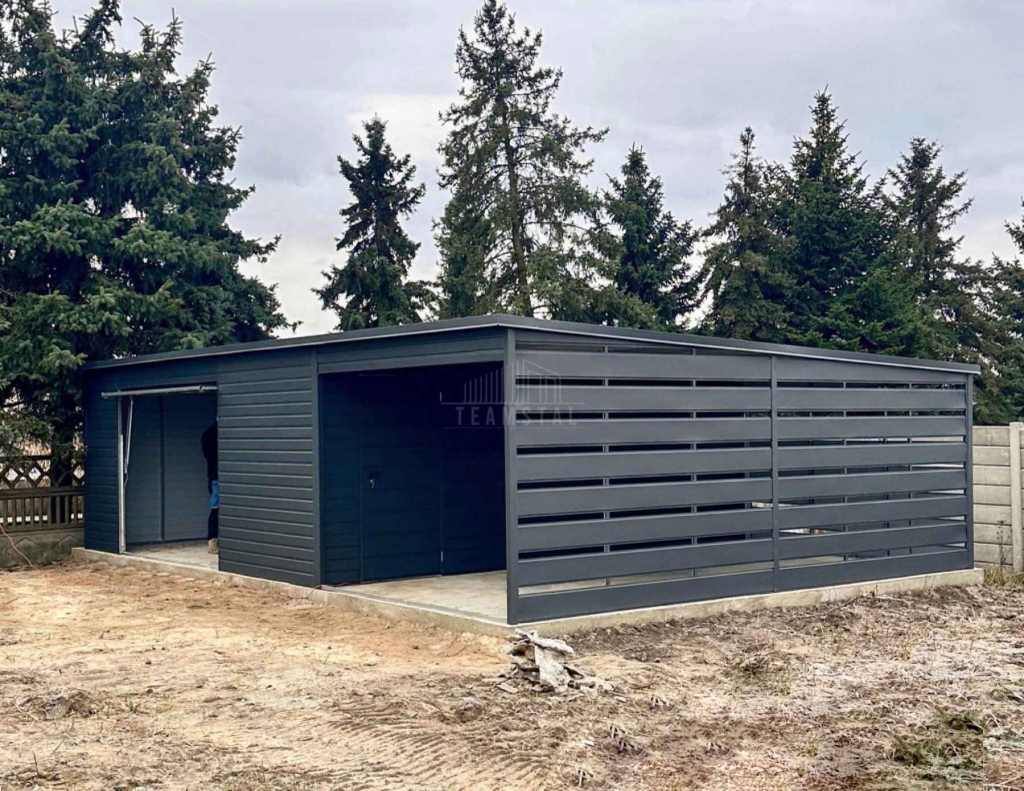 Garaż blaszany 6x6 + wiata 3x6m brama uchylna drzwi dach SO194 Międzyrzecz - zdjęcie 5