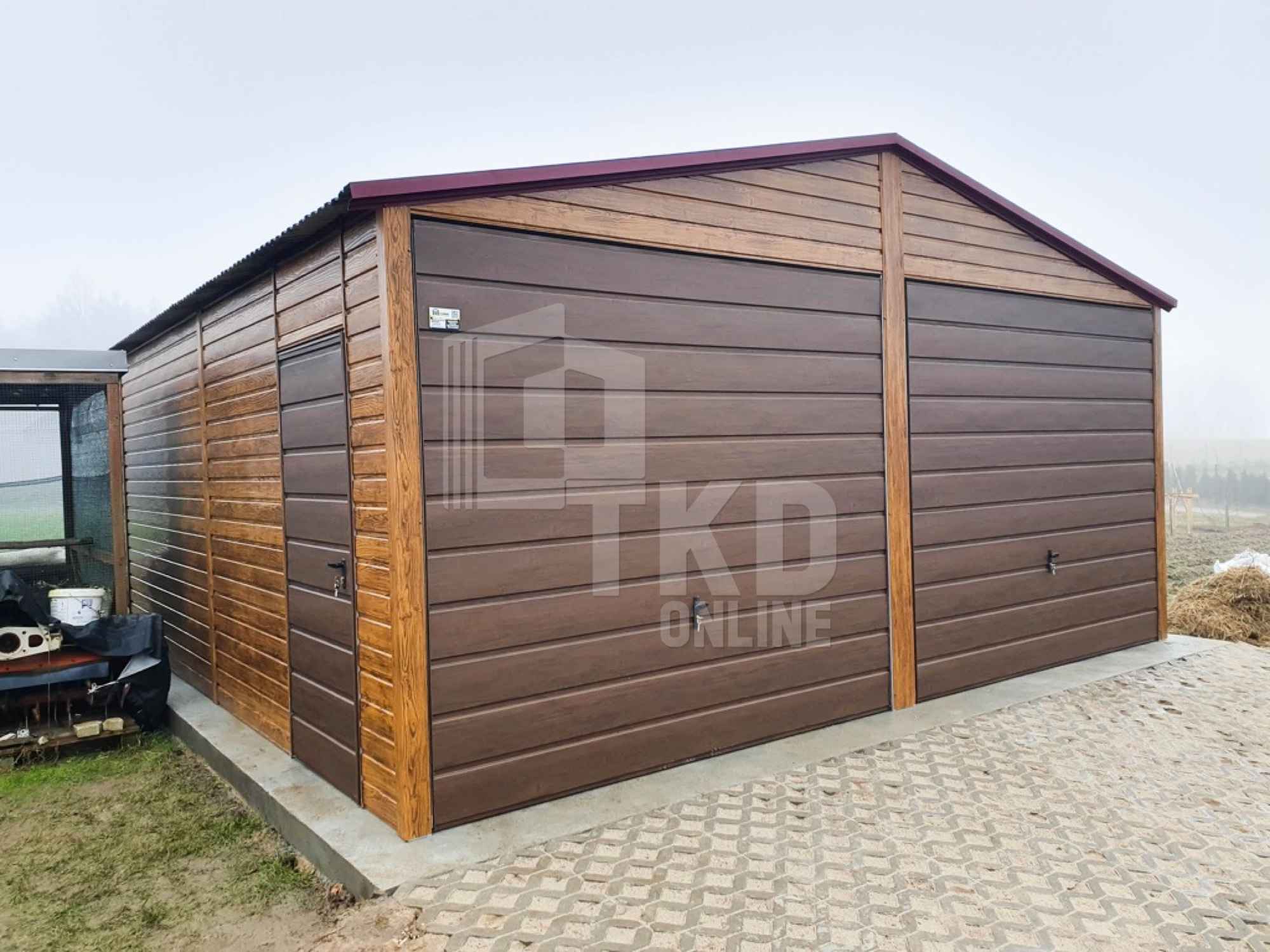 Garaż Blaszany 6x6  Brama uchylna drewnopodobny dach dwuspadowy TKD201 Grunwald - zdjęcie 5