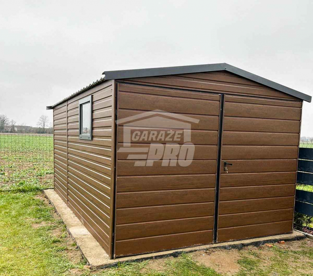 Garaż Blaszany 3x6 - Brama dwuskrzydłowy  drewnopodobny GP250 Konin - zdjęcie 2