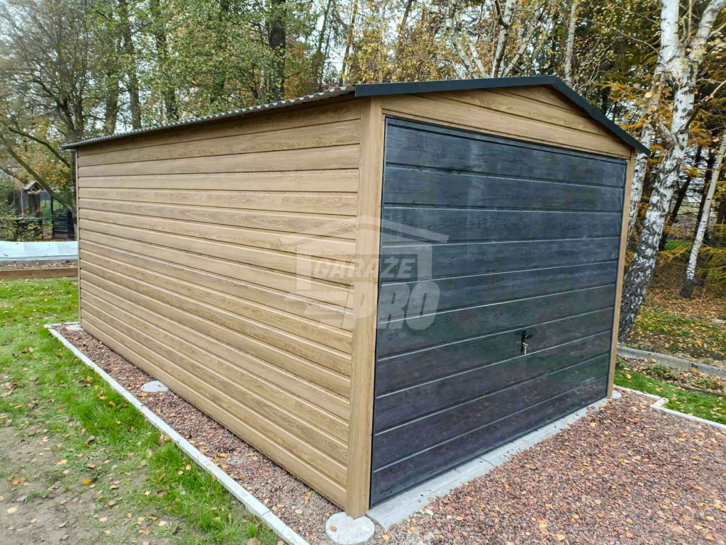 Garaż blaszany 3x6m Brama uchylna Winchester Drewnopodobny Dach GP445 Rawa Mazowiecka - zdjęcie 4