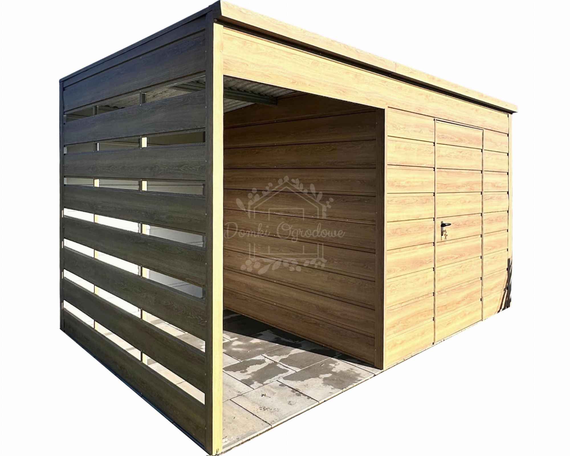 Schowek domek ogrodowy + wiata drewnopodobny - dach spad w tył ID1079 Łuków - zdjęcie 5