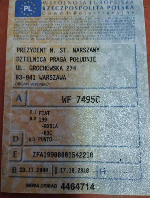 Fiat Punto 1.4 salon Polska 48 tys przebiegu Warszawa - zdjęcie 9