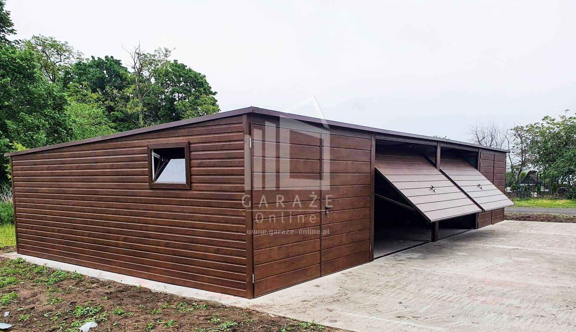 GARAŻ BLASZANY 12m x 5m poziom - spad tył 4x Brama - ID97 12x5 Pabianice - zdjęcie 2