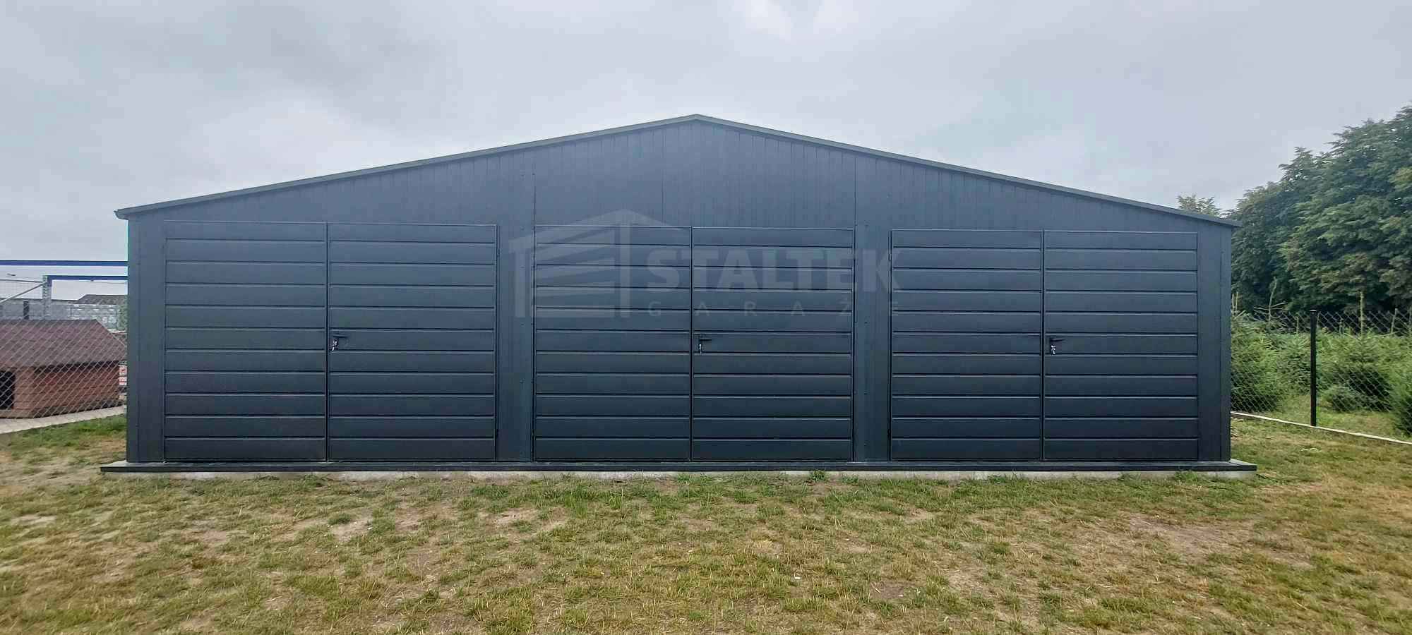 Garaż blaszany 10x6m - 3x Brama - Rynny - Antracyt - Dach ST179 Stargard - zdjęcie 2