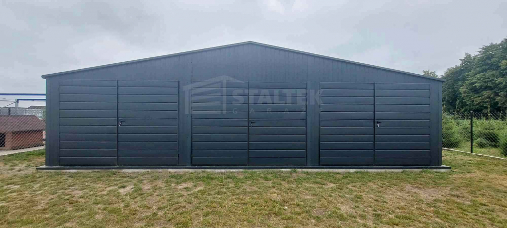 Garaż blaszany 10x6m - 3x Brama - Rynny - Antracyt - Dach ST179 Stargard - zdjęcie 2