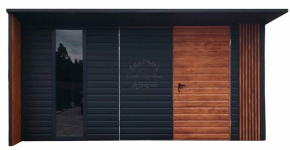 Schowek - domek ogrodowy 5x4m okno - dekor z lameli - antracyt ID1108