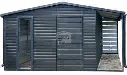Schowek - Domek Ogrodowy 4x2,5m + Wiata 1x2,5m  Okno Drzwi rynny GP568