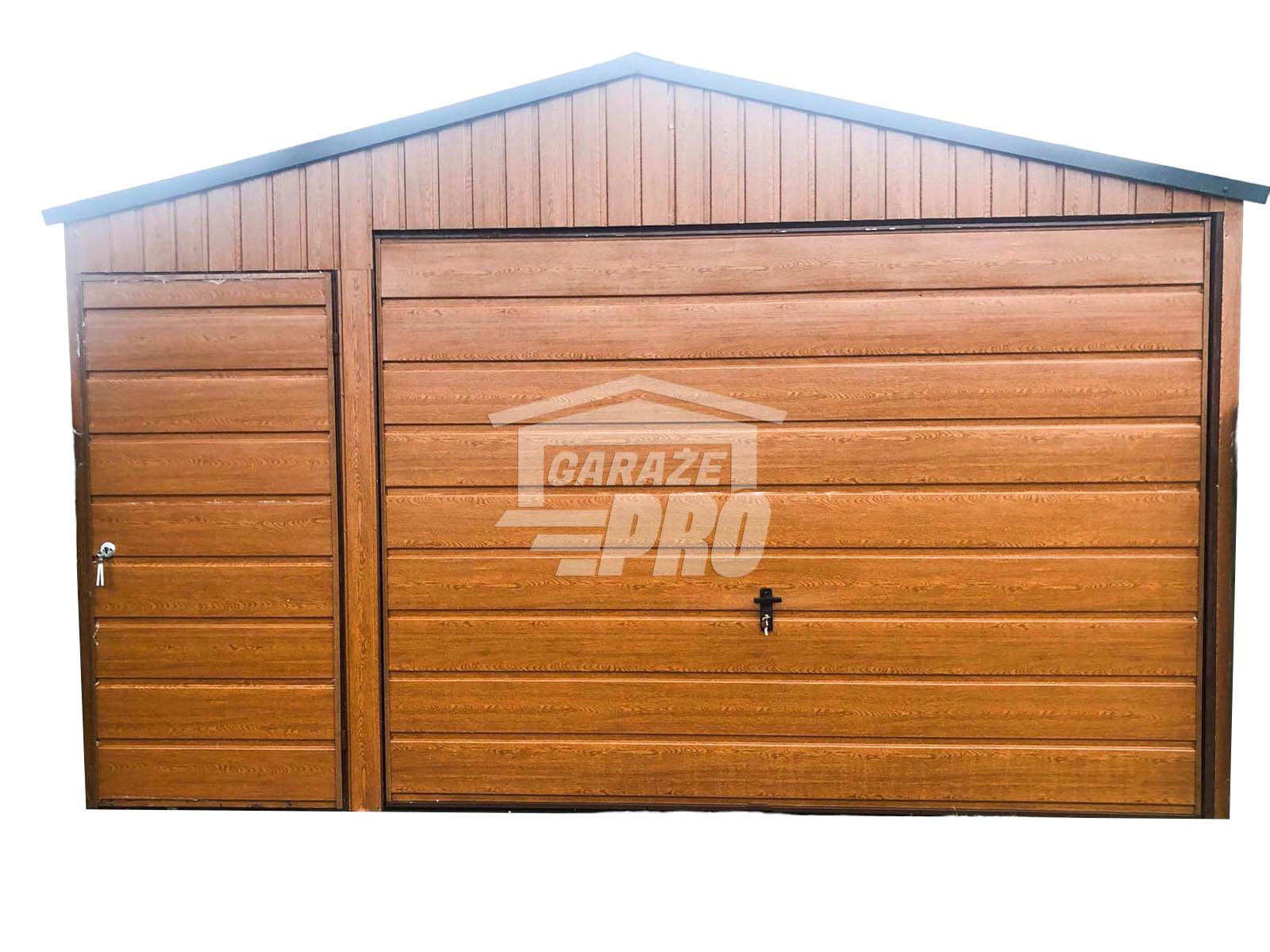 Garaż blaszany 4x6 Brama + drzwi drewnopodobny Dach dwuspadowy GP95 Lublinów - zdjęcie 1