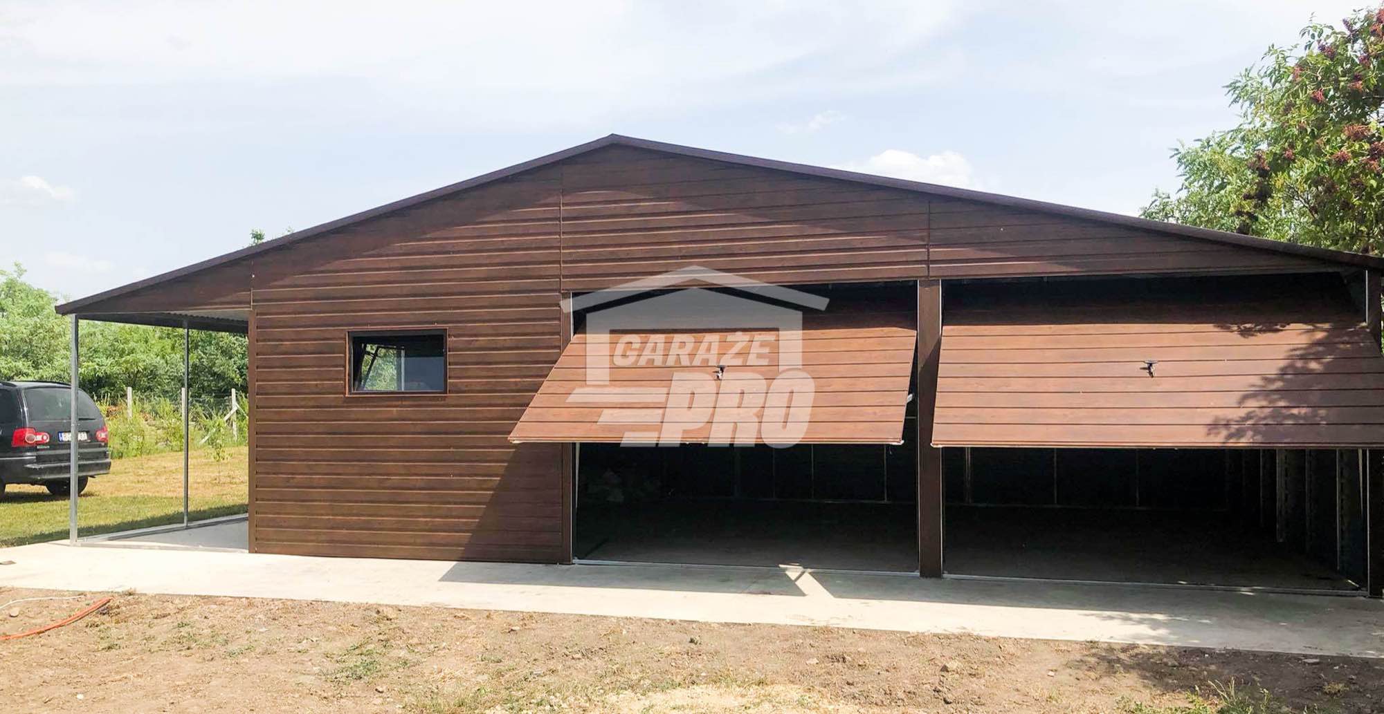 Garaż blaszany 9x6 + wiata 3x6  drewnopodobny Dach dwuspadowy GP135 Toruń - zdjęcie 7