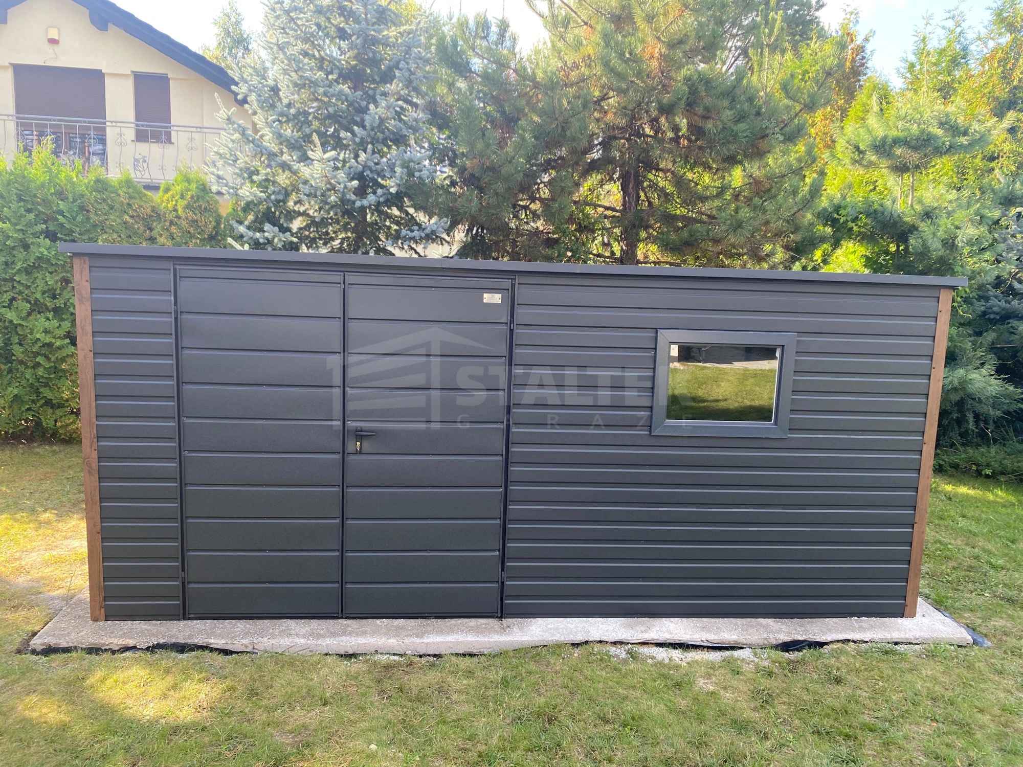 Schowek - domek ogrodowy 5x3m - brama dwuskrzydłowa 2x okno dach ST214 Ciechanów - zdjęcie 4