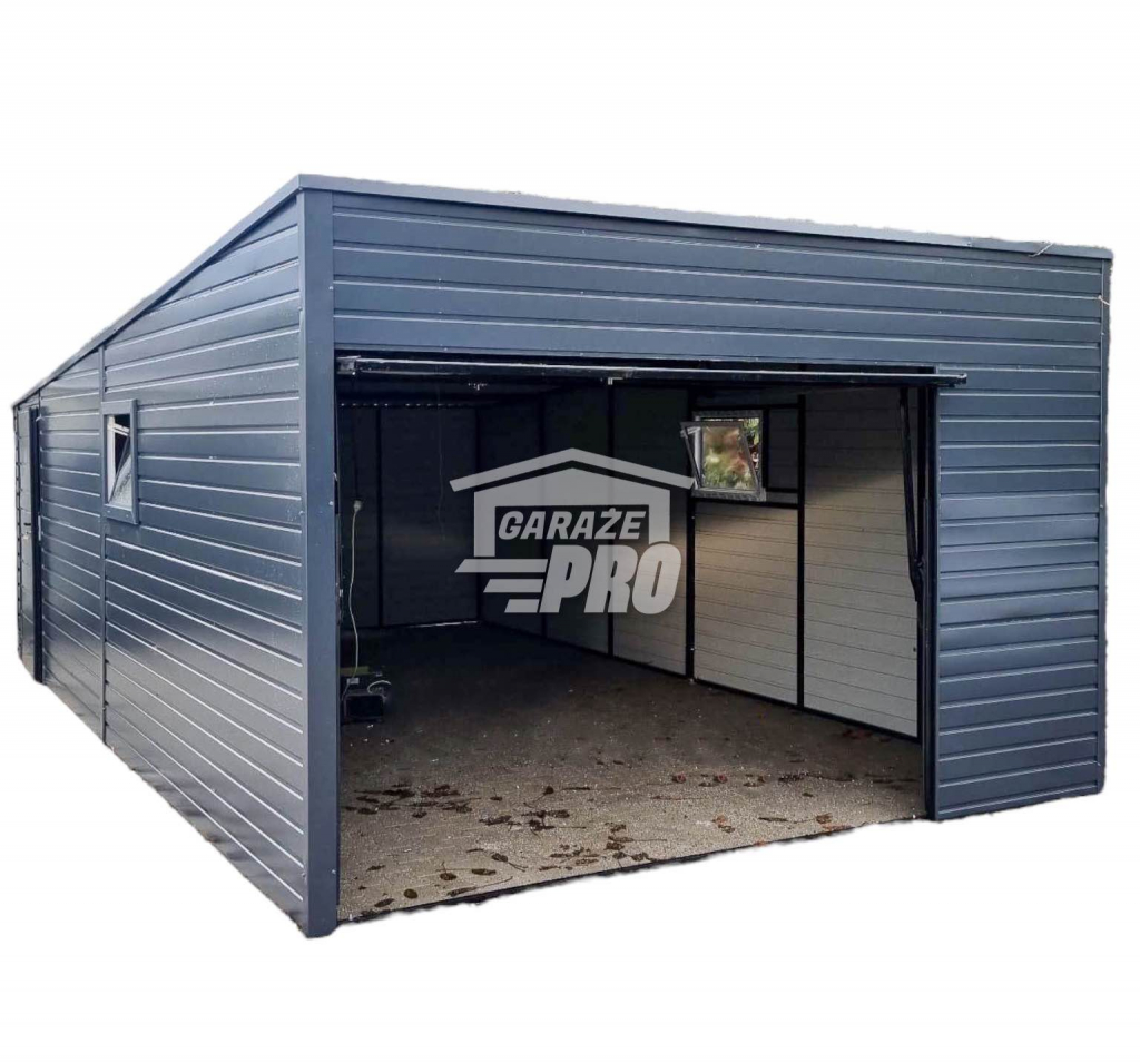 Garaż blaszany 4x7 Brama uchylna   antracyt spad w tył GP112 Kalisz - zdjęcie 1