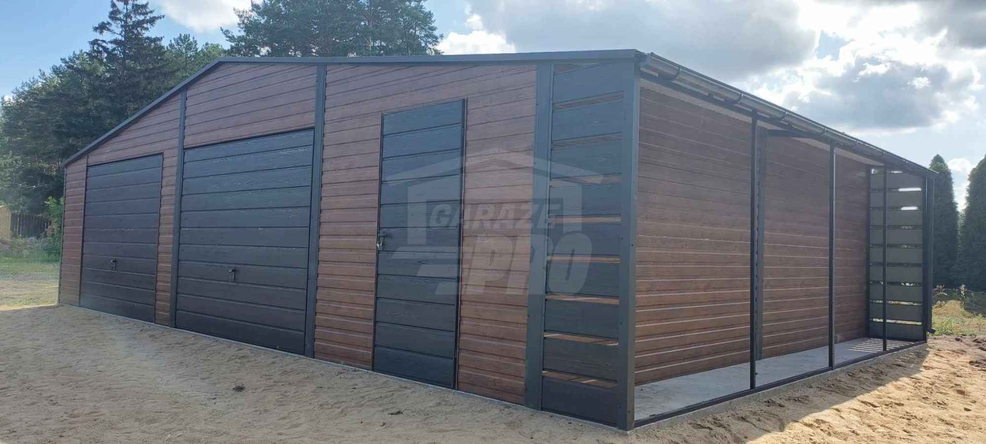 Garaż blaszany 10x6m wiata 1m 2x Brama 2x okno drzwi rynny GP455 Żary - zdjęcie 2