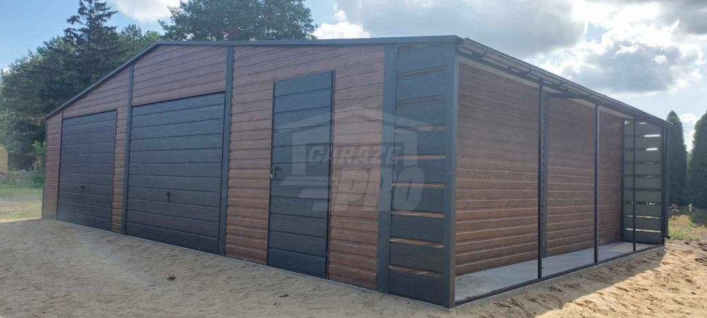 Garaż blaszany 10x6m wiata 1m 2x Brama 2x okno drzwi rynny GP455 Żary - zdjęcie 2
