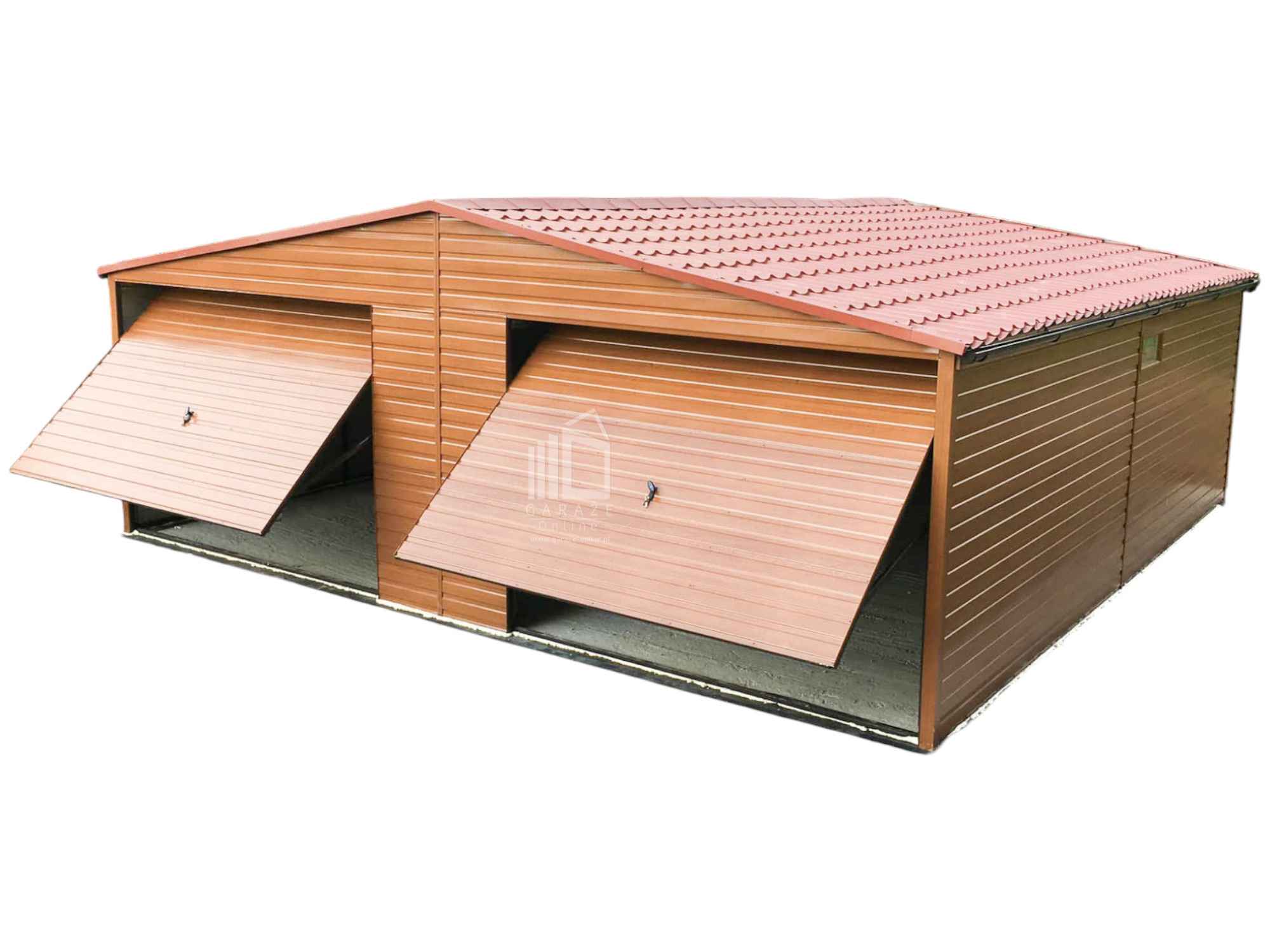Garaż blaszany 7,5x6m 2x brama uchylna blachodach rynny dwuspad ID795 Niepołomice - zdjęcie 1