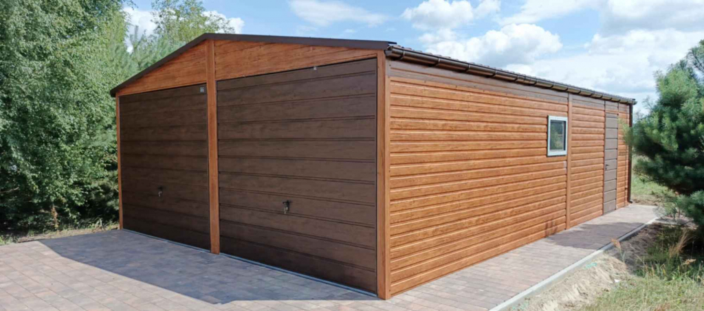 Garaż blaszany dwustanowiskowy 6x8m drewnopodobny + okno + drzwi Toruń - zdjęcie 2