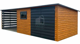 Schowek - domek ogrodowy 3,8x2,5m - wiata 3m - drzwi okno dach ID1050