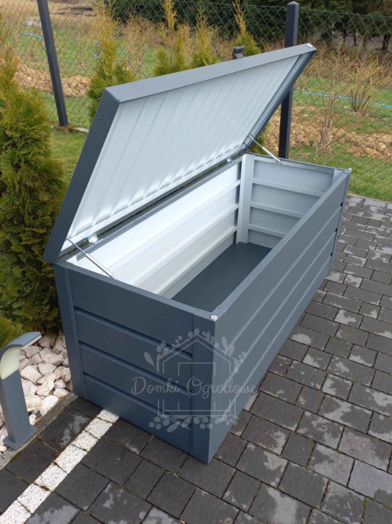 Skrzynia ogrodowa metalowa kufer 150x60x70cm antracyt ID524 Wisła - zdjęcie 6
