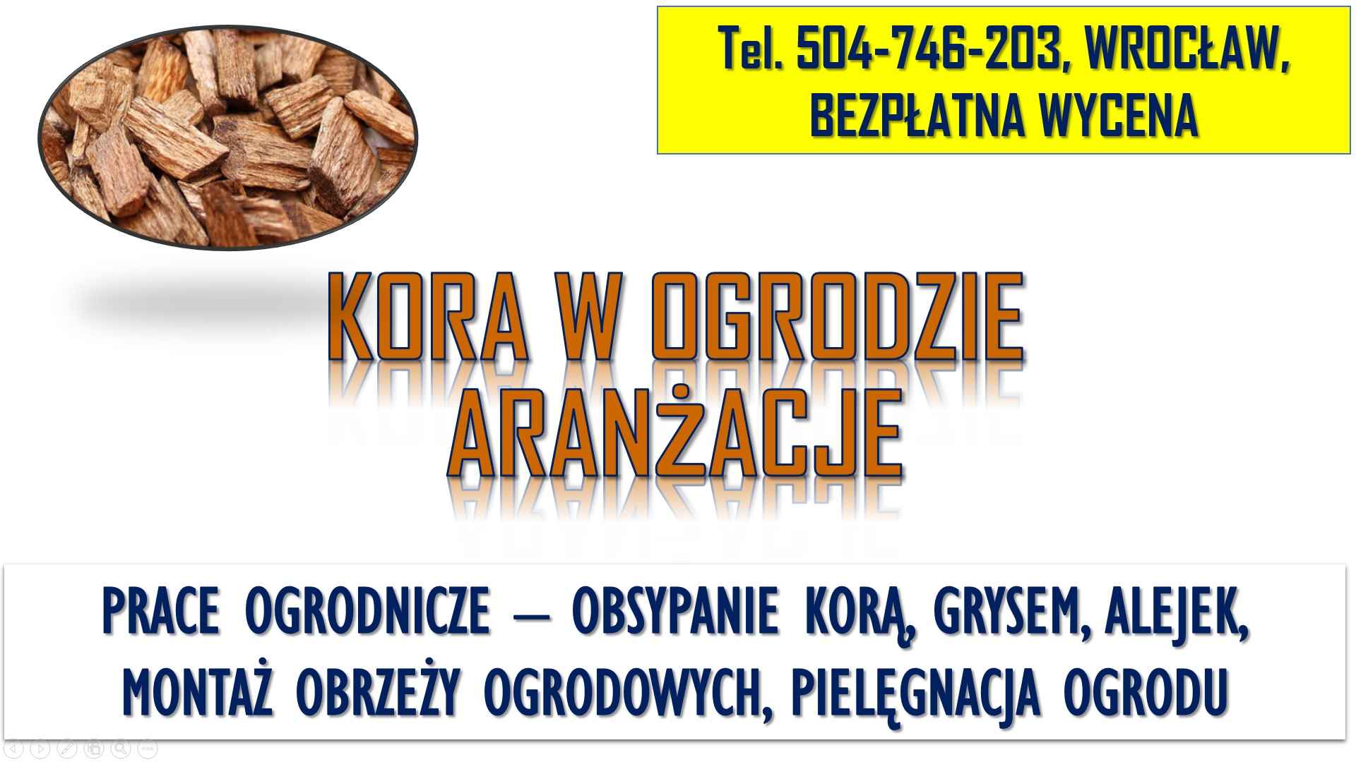 Obsypanie korą ogrodową, tel. 504-746-203, ściółkowanie kory sosnowej. Psie Pole - zdjęcie 2