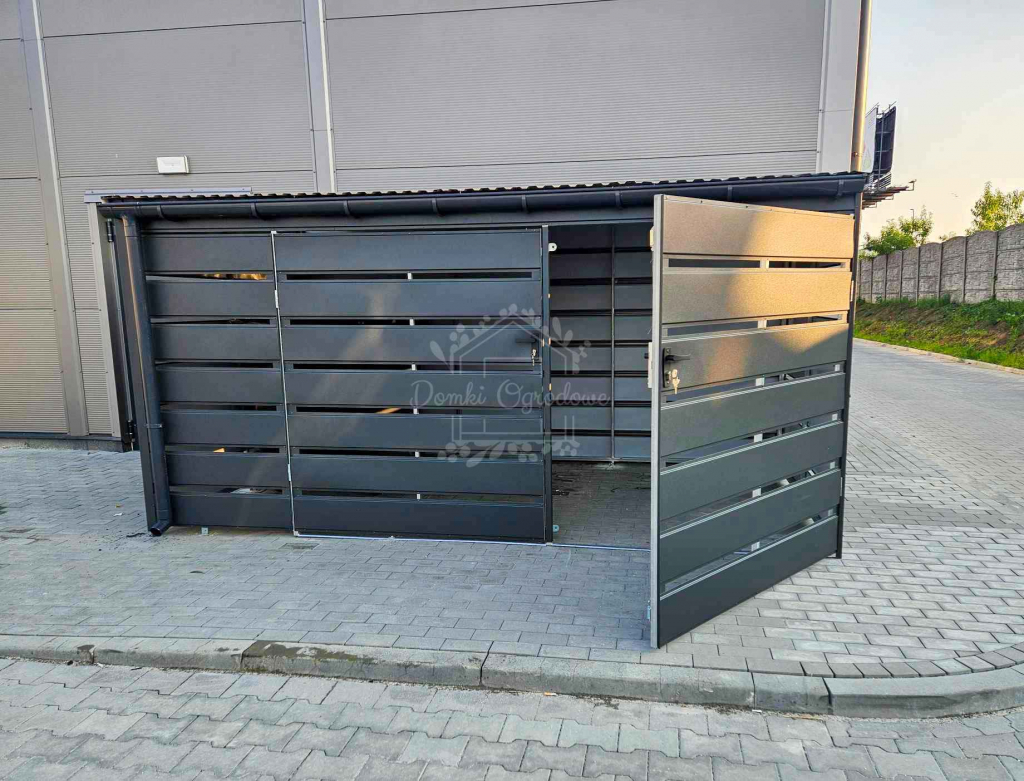 Wiata śmietnikowa  Schowek 4x2m   panele  Antracyt  rynny ID848 Ostrowiec Świętokrzyski - zdjęcie 5