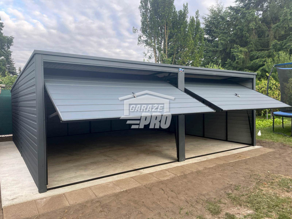 Garaż blaszany 6x6 2x Brama uchylna Antracyt Dach spad w tył GP136 Śródmieście - zdjęcie 10