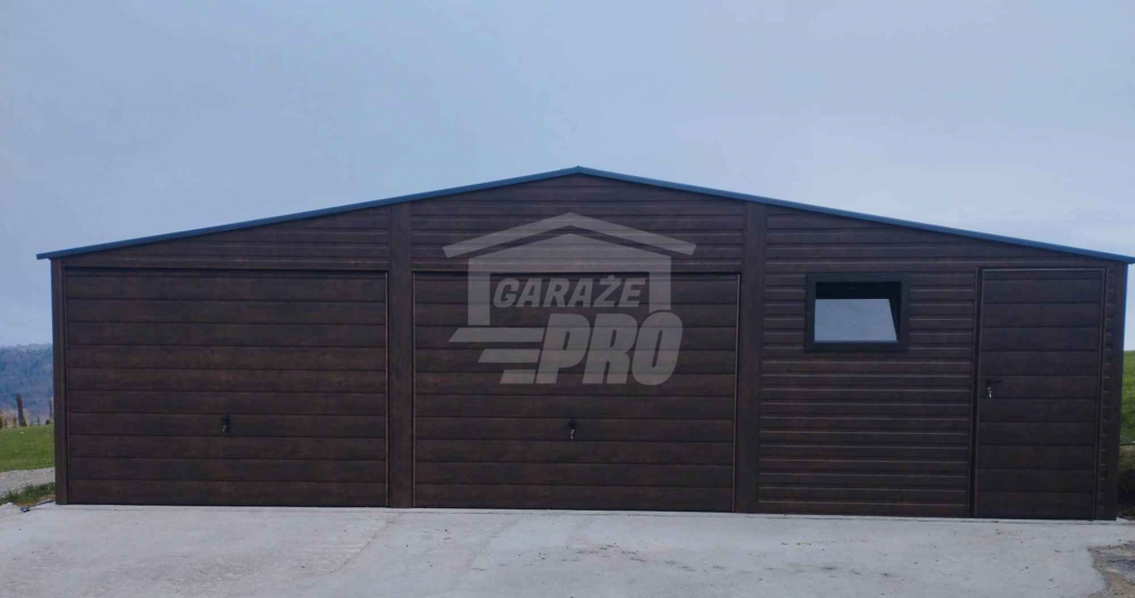 Garaż blaszany 9x6 - 2x Brama uchylna  Ciemny orzech Antracyt GP280 Gdynia - zdjęcie 10