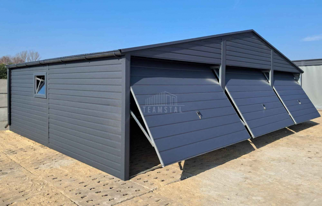 Garaż blaszany 9x6m - 3x Brama uchylna okno rynny dach TS1055 Białogard - zdjęcie 5