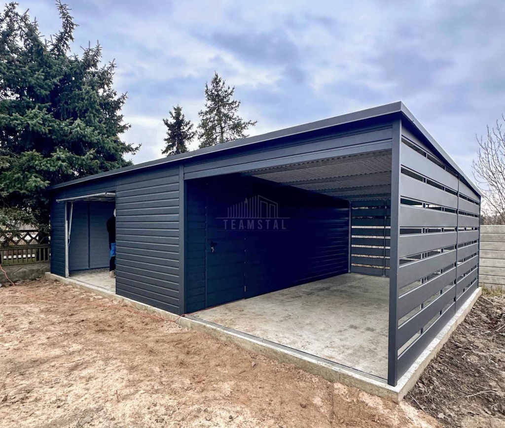Garaż blaszany 6x6 + wiata 3x6m brama uchylna drzwi dach SO194 Międzyrzecz - zdjęcie 2