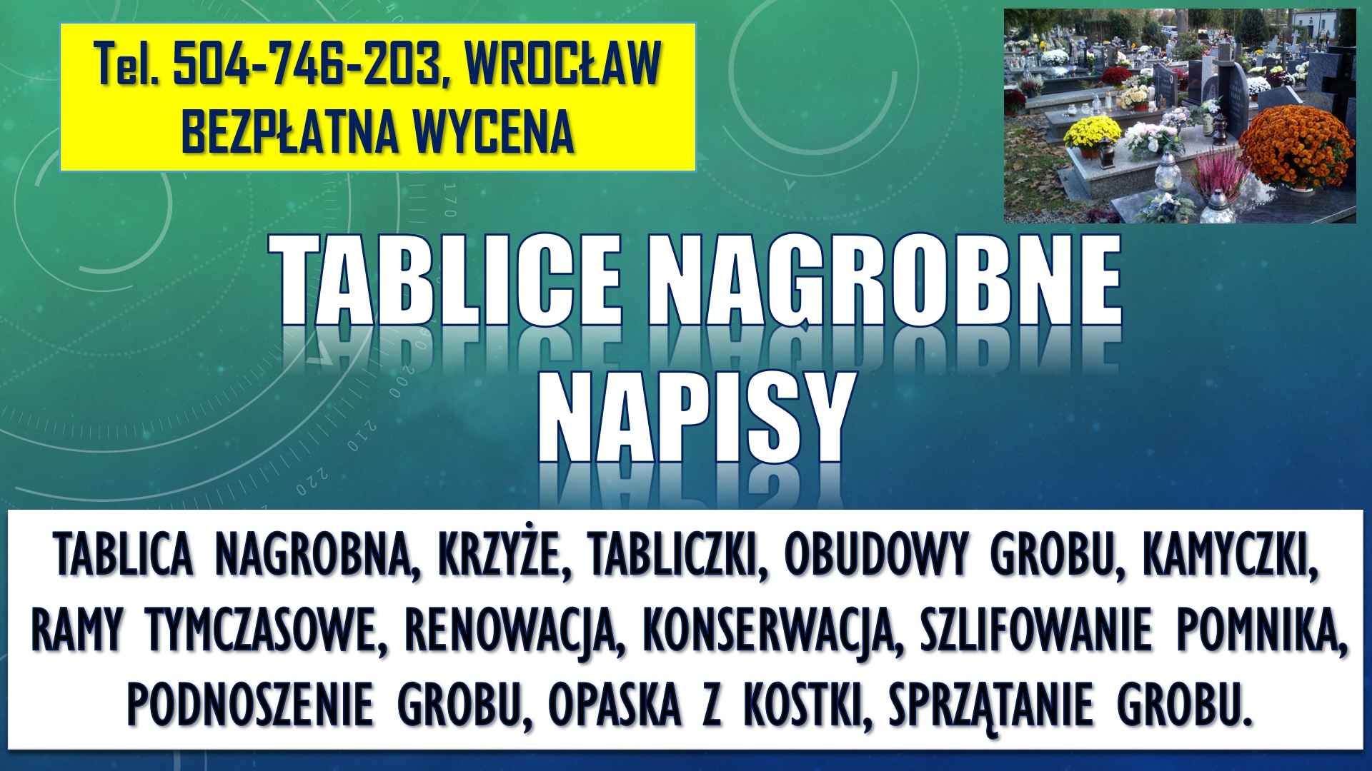 Tablica na pomnik, cena tel. 504-746-203, tabliczka, nagrobna, Wrocław Psie Pole - zdjęcie 3