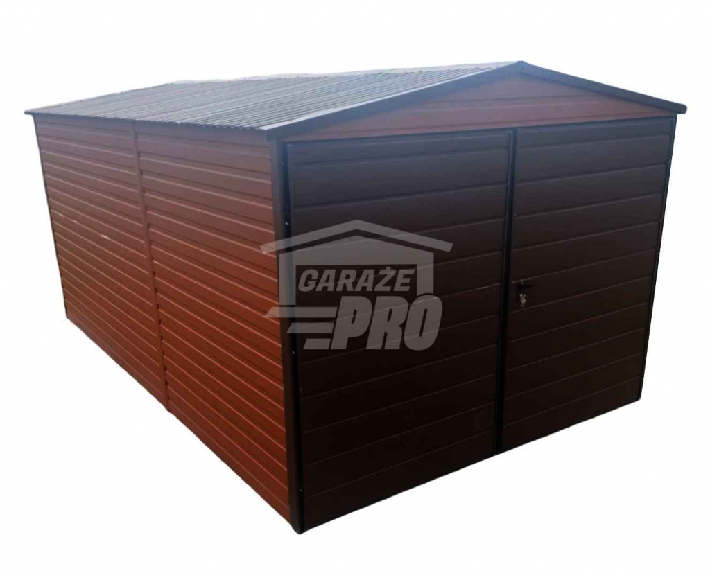 Garaż blaszany 3x5 Brama + drzwi - Brąz dwuspadowy GP210 Włocławek - zdjęcie 1
