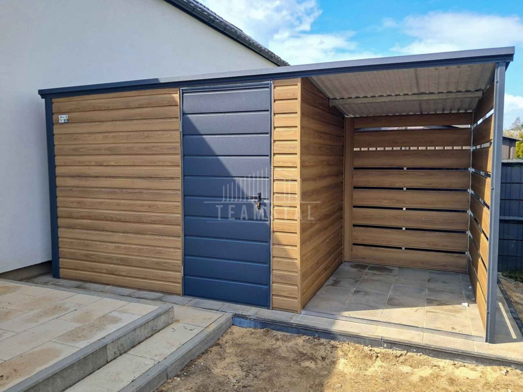 Schowek domek ogrodowy 3x2m + wiata 1,5m drzwi dach TS1084 Leszno - zdjęcie 3