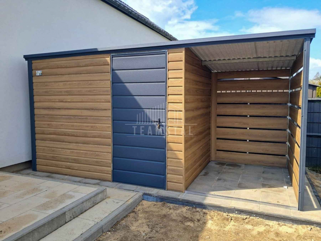 Schowek domek ogrodowy 3x2m + wiata 1,5m drzwi dach TS1084 Leszno - zdjęcie 3