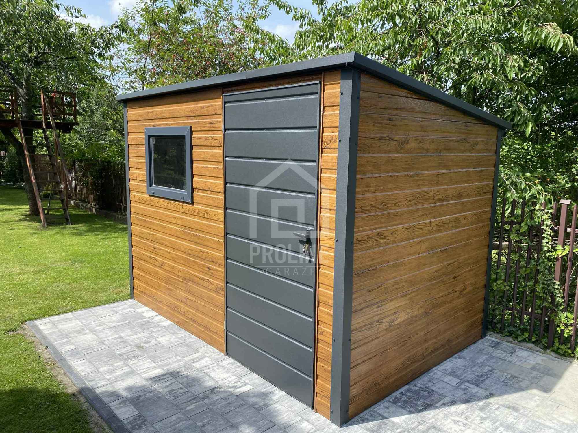 Schowek Domek Ogrodowy 3x2m drzwi okno drewnopodobny spad w tył PLG187 Szyk - zdjęcie 5