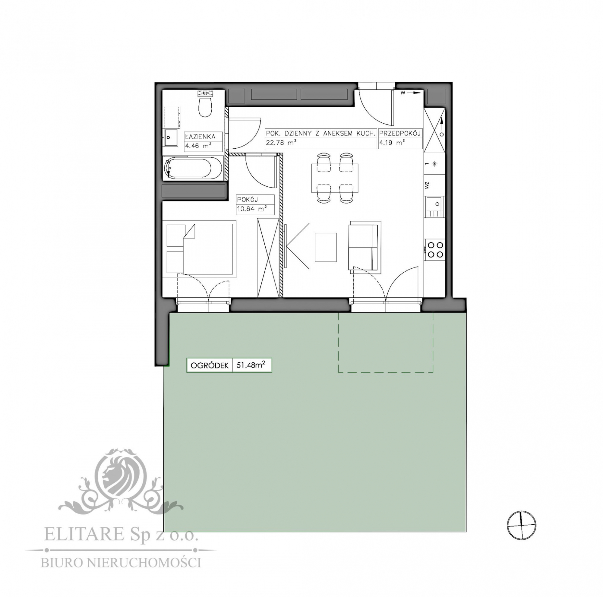 Śliczne mieszkanie 2 pokojowe 42,07m2 z ogrodem, Jagodno Wrocław - zdjęcie 2