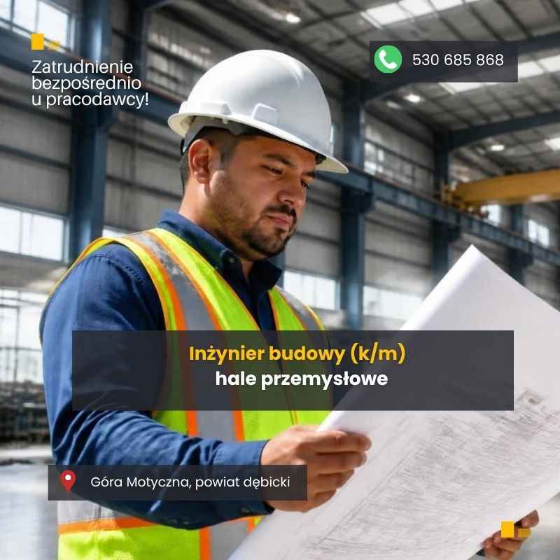 Inżynier Budowy – hale przemysłowe (k/m) Góra Motyczna - zdjęcie 1