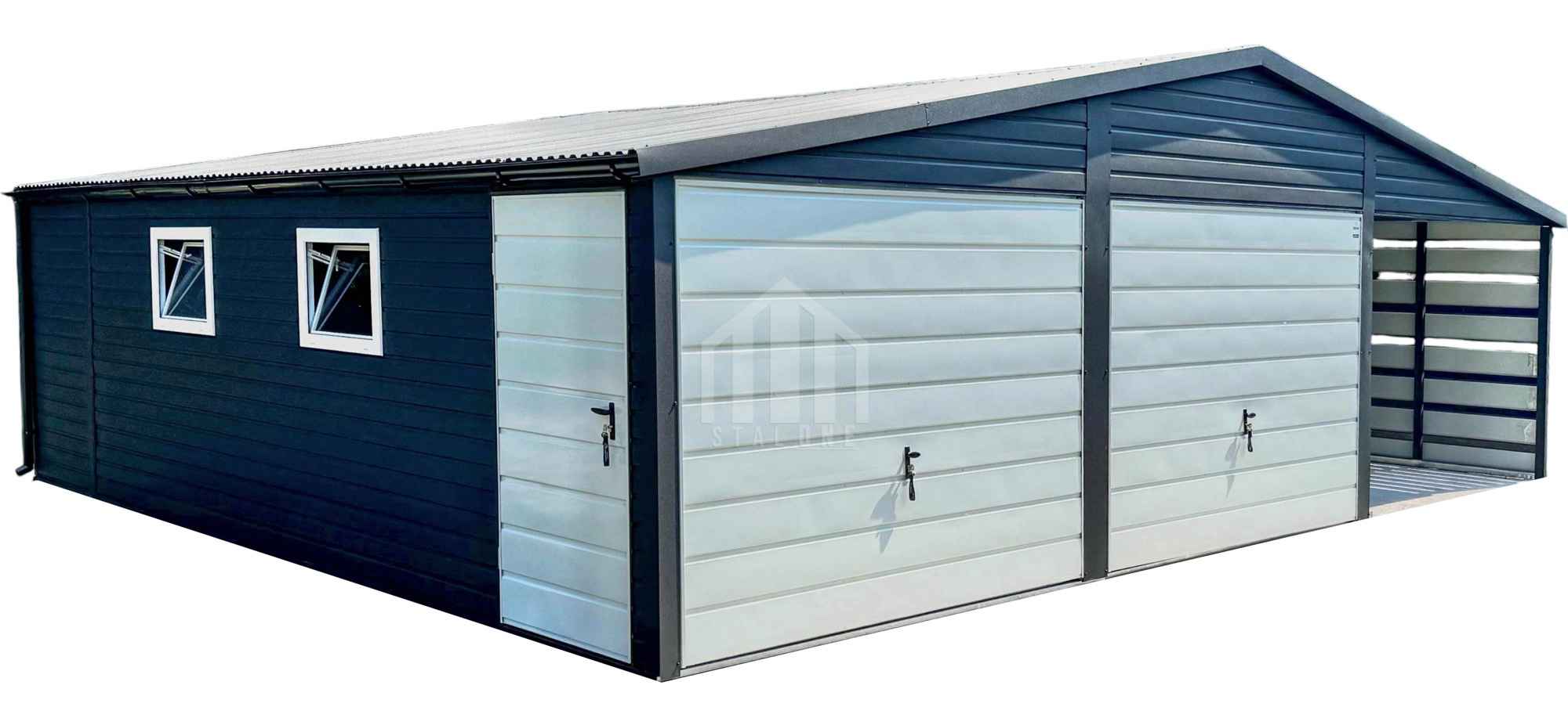 Garaż blaszany 6x6m + wiata 3m - 2x brama drzwi 2x okno rynny SO105 Kielce - zdjęcie 1