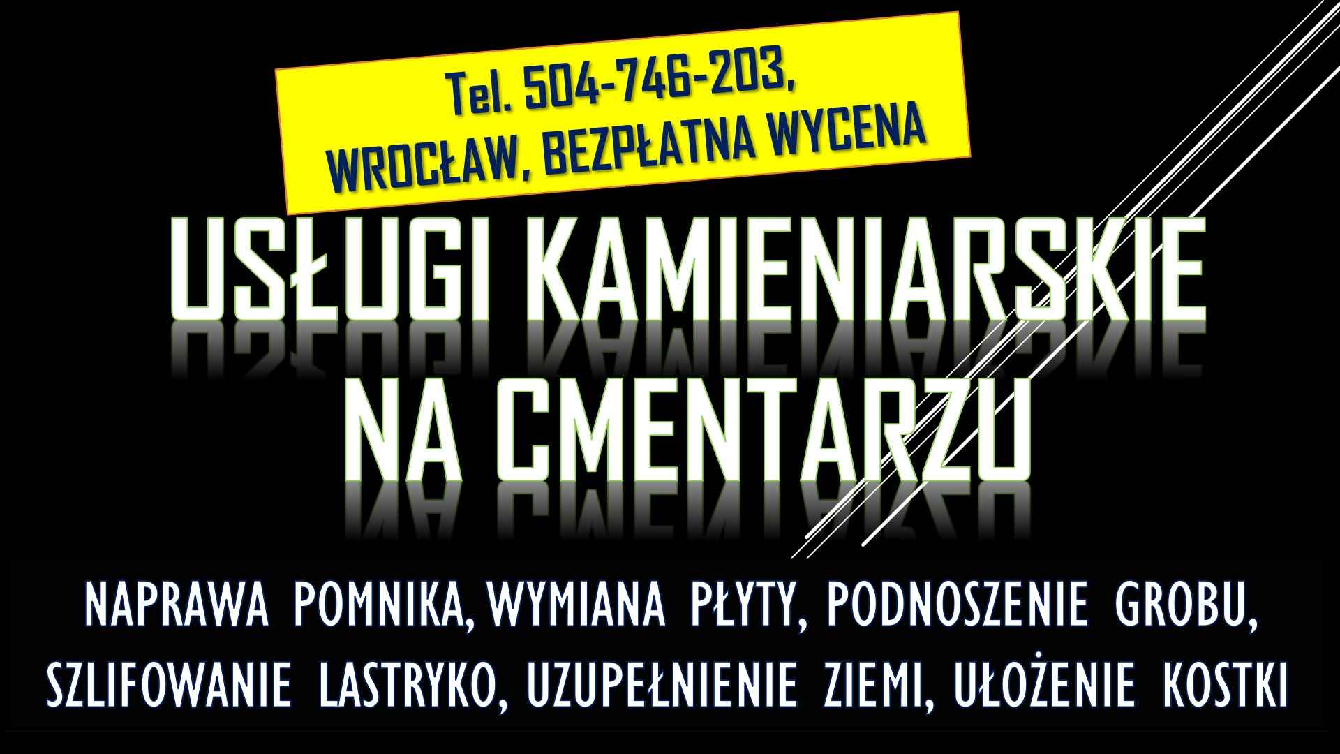 Pęknięta płyta nagrobka, pomnika t. 504746203 Wrocław, naprawa, grobu Psie Pole - zdjęcie 3