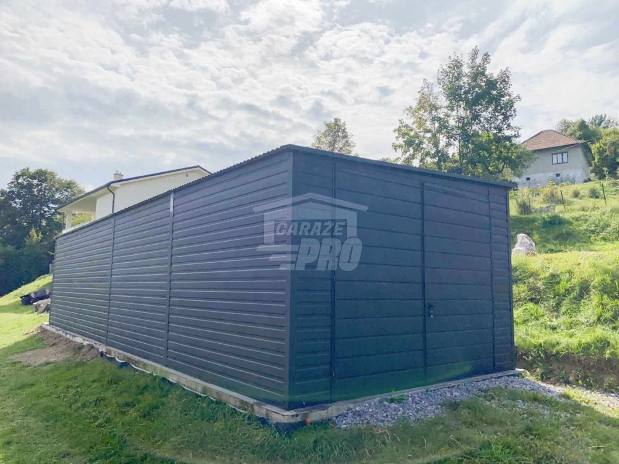 Garaż blaszany 3x9m - brama dwuskrzydłowa - antracyt - dach  GP649 Siedlce - zdjęcie 2