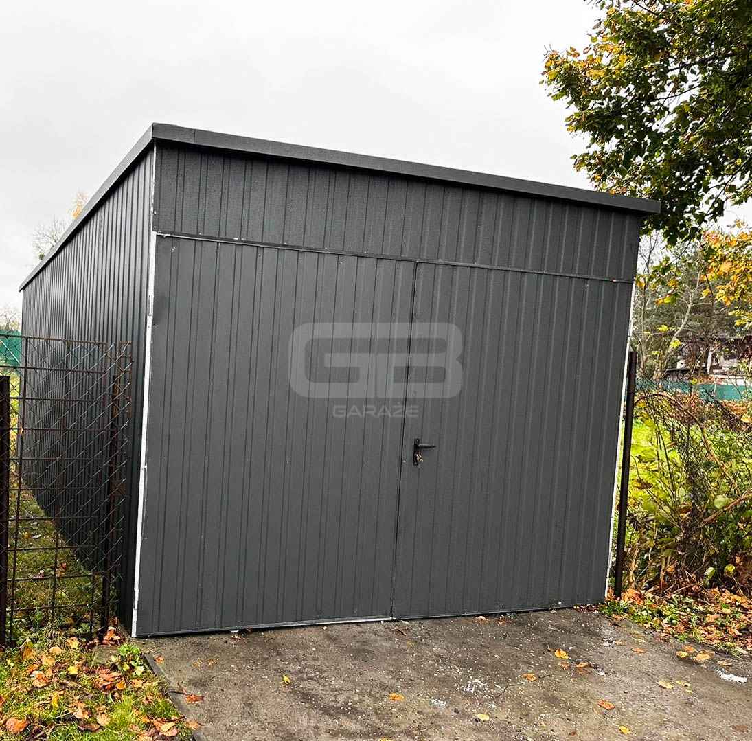 Garaż Blaszany 3x6 - Brama Dwuskrzydłowa - Antracyt - dach GB150 Bydgoszcz - zdjęcie 5