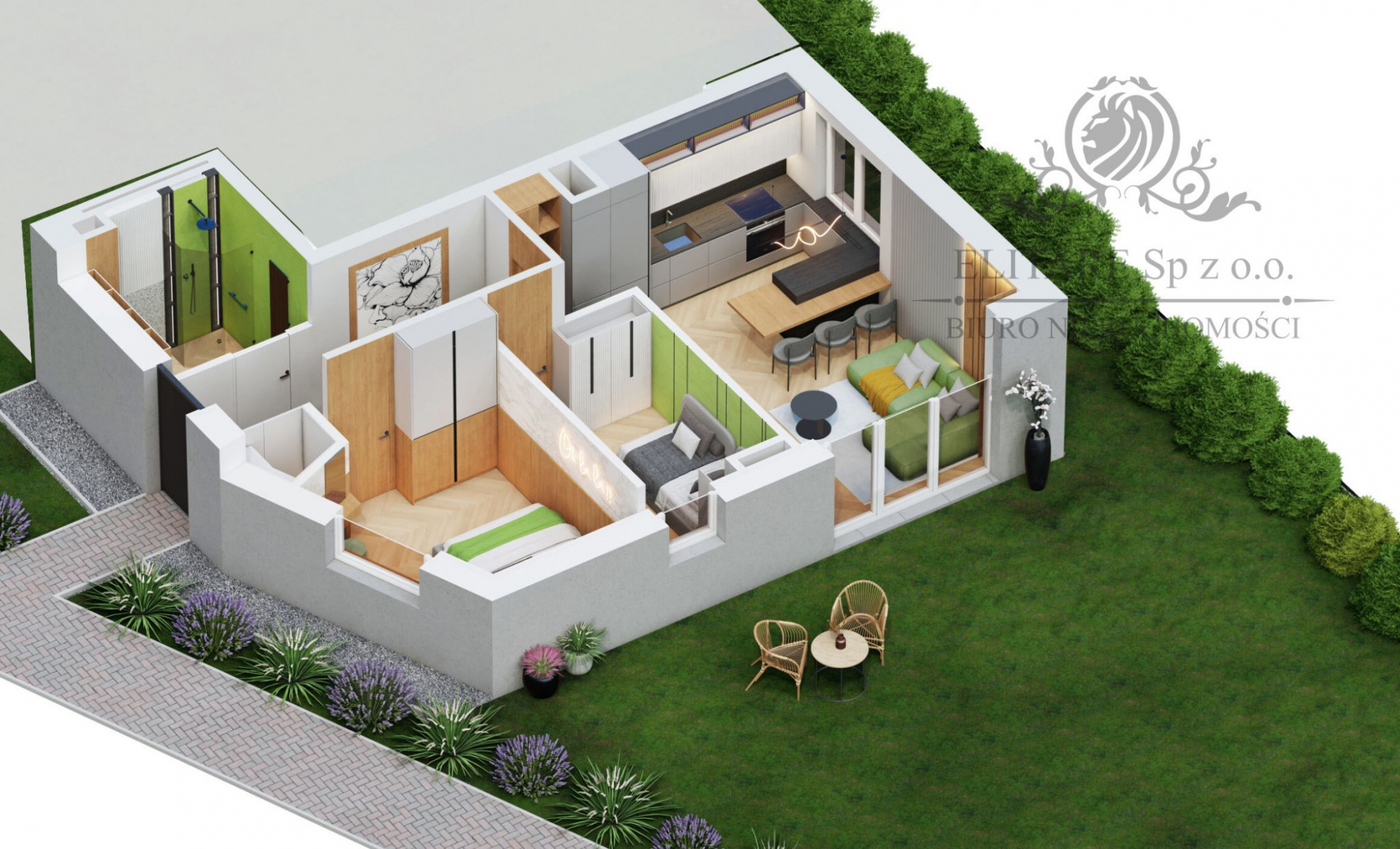 Krzyki/Klecina - Piękne mieszkanie 49,68m2 3pok. z ogordem o pow.100m2 Wrocław - zdjęcie 3