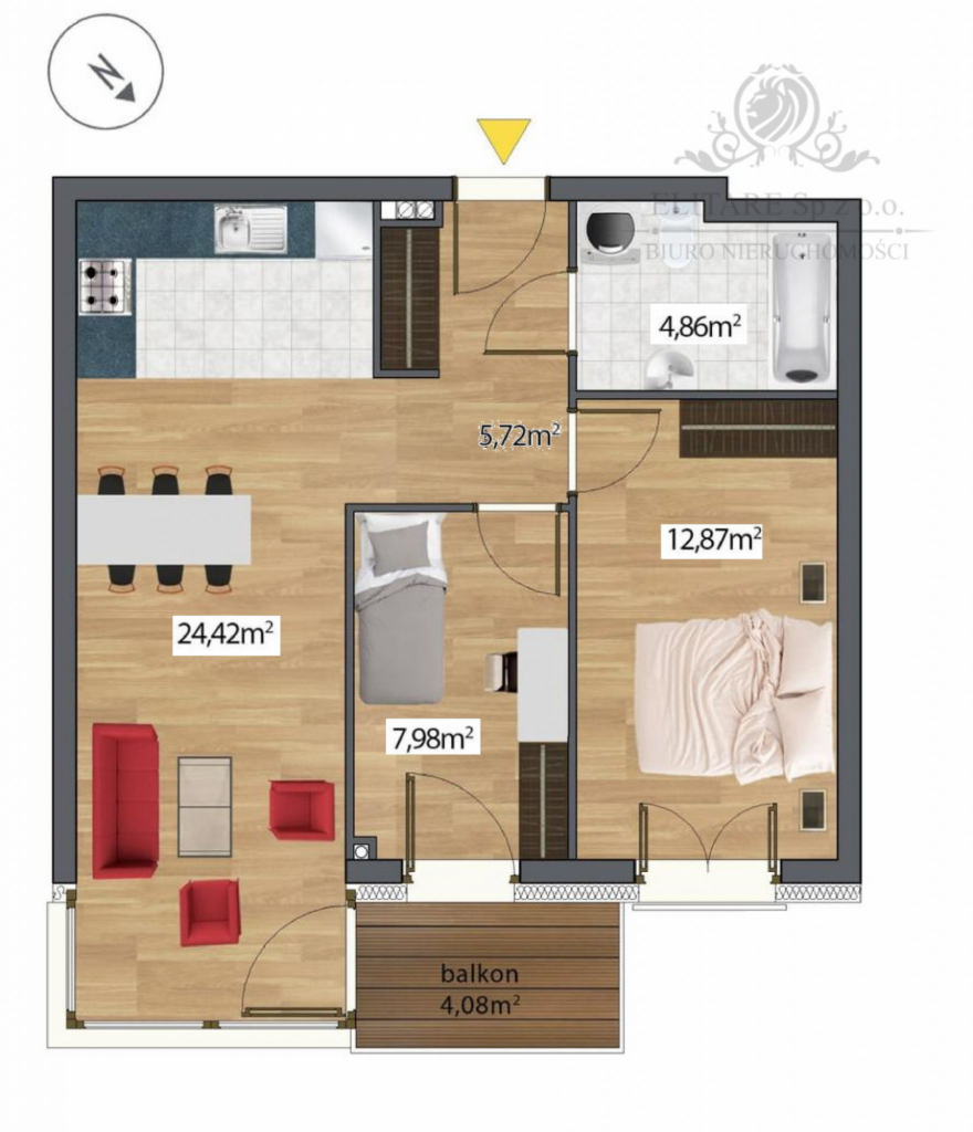 Mieszkanie 55,85m2, 3 pokoje, ogrzewanie miejskie/ Huby, Wrocław Wrocław - zdjęcie 2