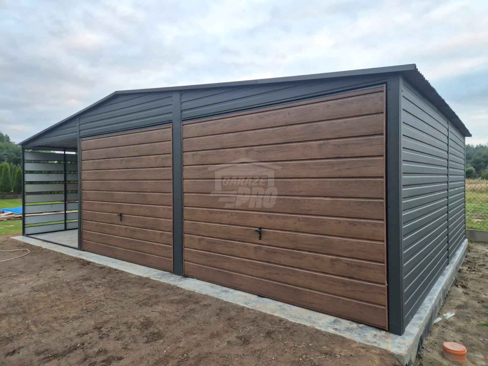 Garaż blaszany 6x6m wiata 3m 2x brama drzwi  drewnopodobny dach GP683 Stare Miasto - zdjęcie 3