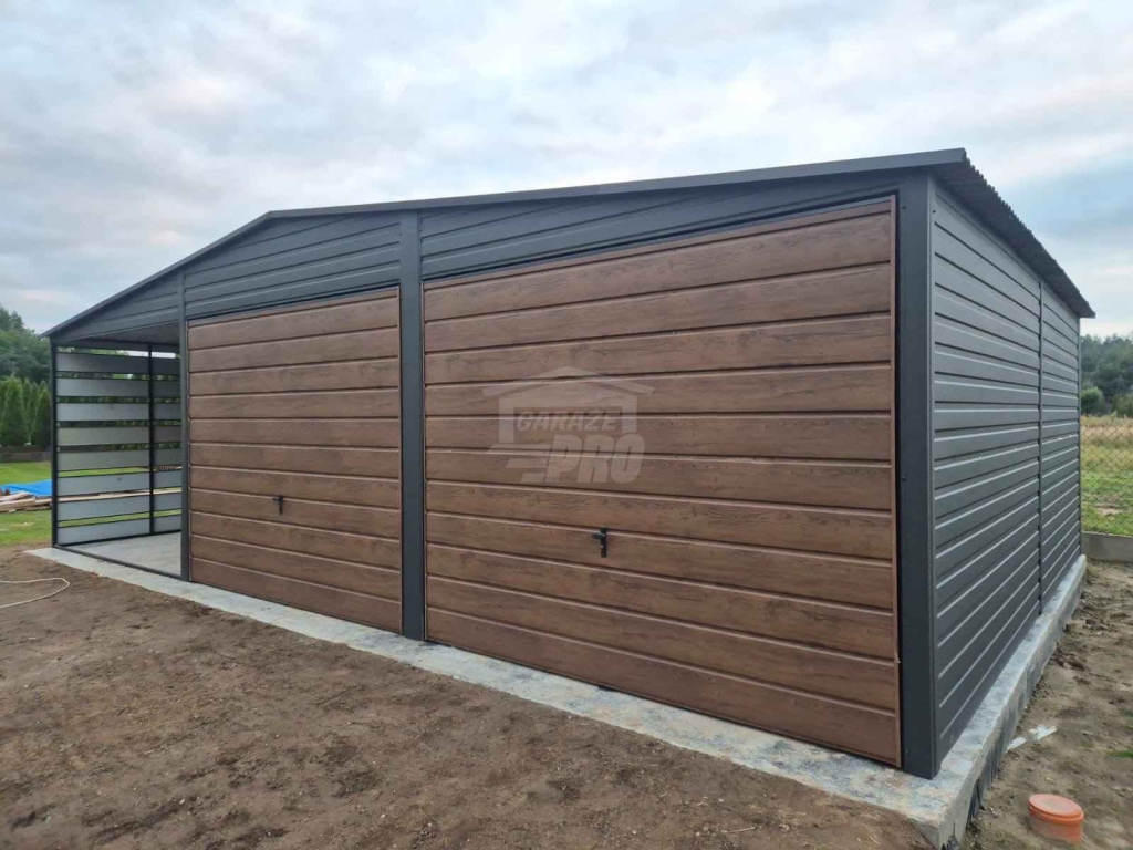 Garaż blaszany 6x6m wiata 3m 2x brama drzwi  drewnopodobny dach GP683 Stare Miasto - zdjęcie 3