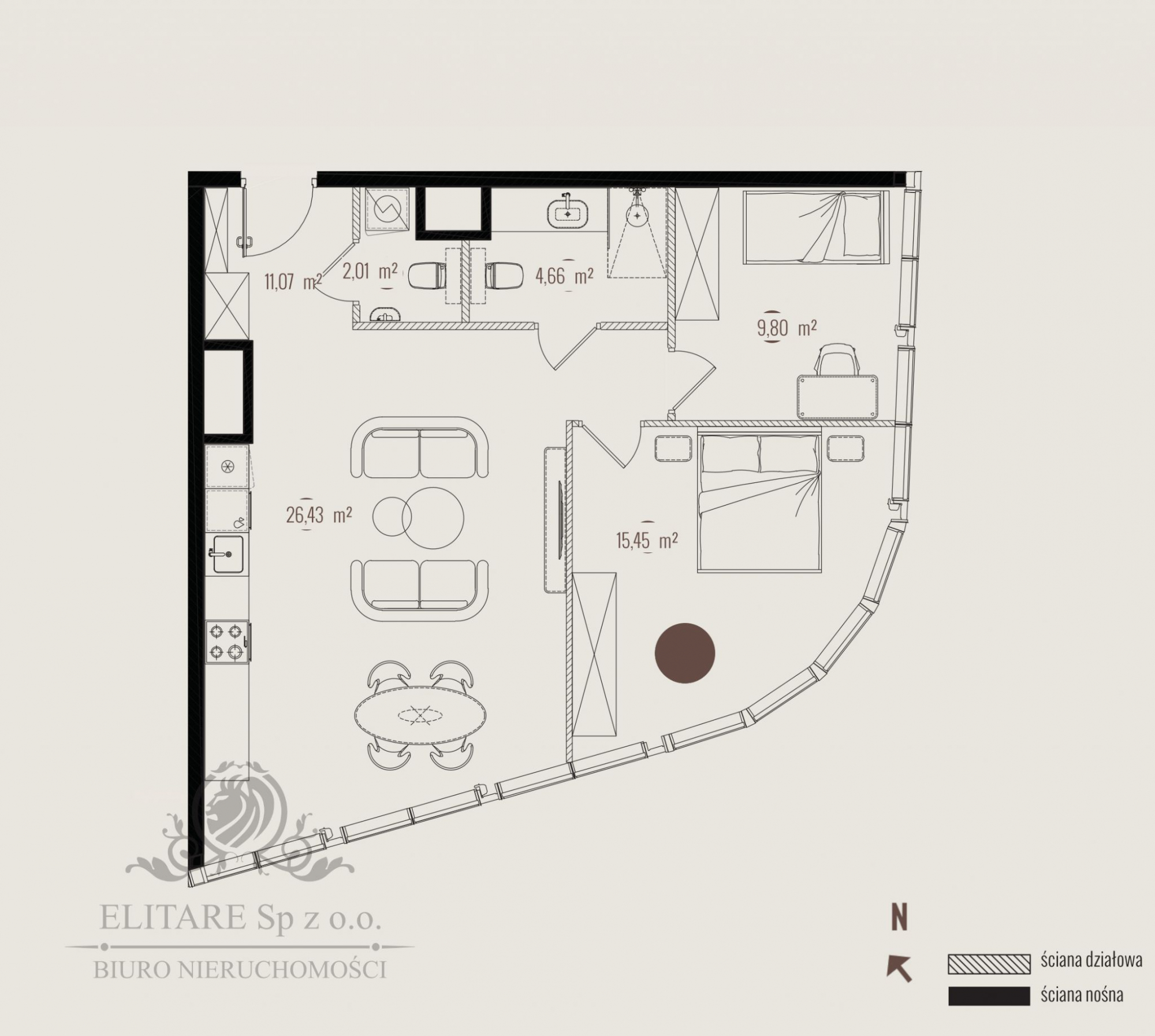 Apartament 69,42m2, 3 pokojowe z widokiem/Sikorskiego Wrocław Wrocław - zdjęcie 2