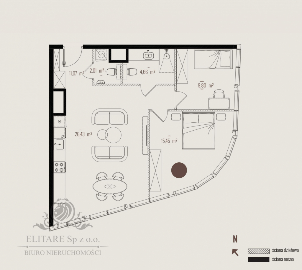 Apartament 69,42m2, 3 pokojowe z widokiem/Sikorskiego Wrocław Wrocław - zdjęcie 2