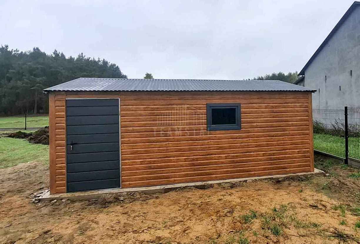 Garaż blaszany 4x6m brama  drzwi okno drewnopodobny dach TS1193 Nowy Dwór Mazowiecki - zdjęcie 6