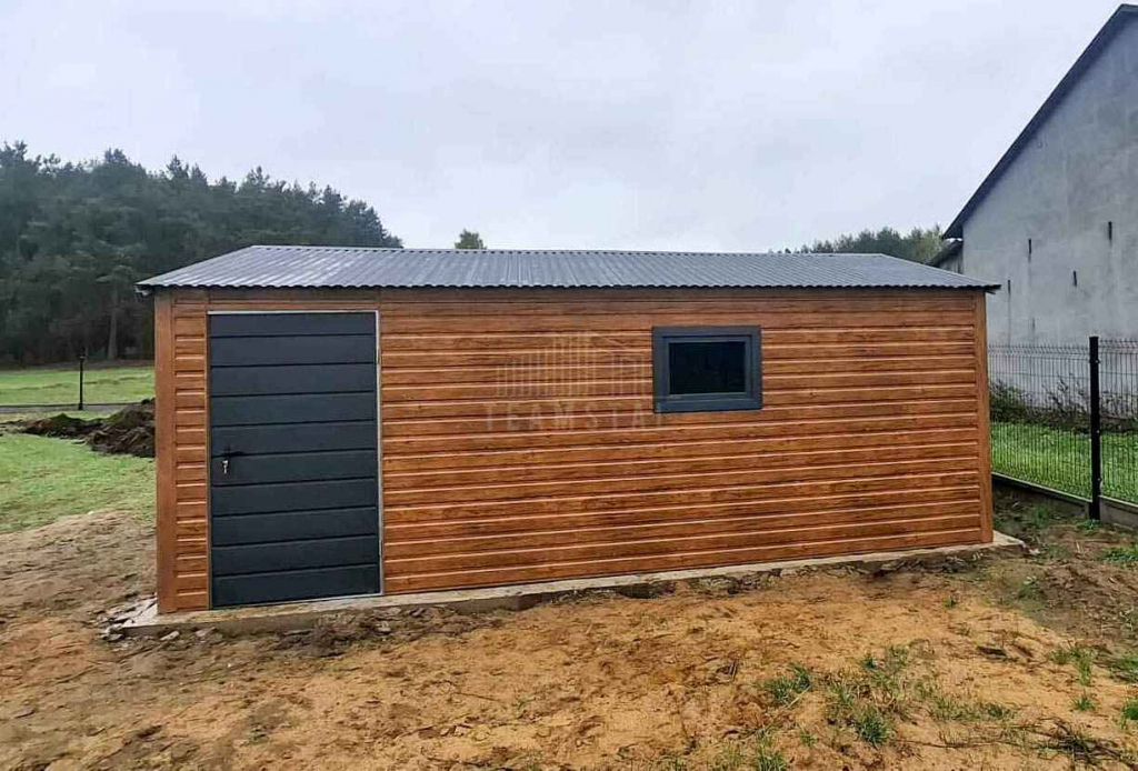 Garaż blaszany 4x6m brama  drzwi okno drewnopodobny dach TS1193 Nowy Dwór Mazowiecki - zdjęcie 6