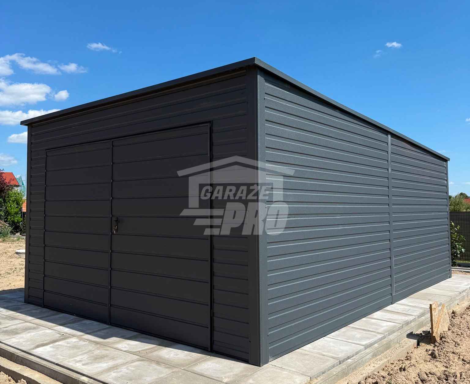 Garaż blaszany 4x5 m brama dwuskrzydłowa drzwi okno dach GP765 Wieliczka - zdjęcie 4