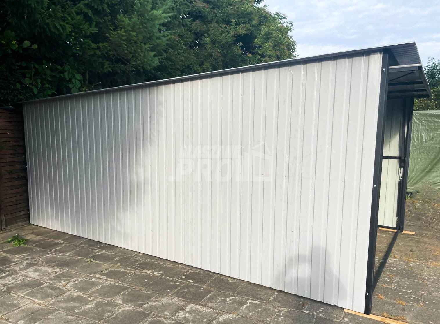 Garaż blaszany 3x5 Brama  Uchylna - Biały  - Dach spad w tył GP169 Białogard - zdjęcie 2